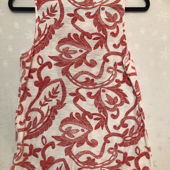 Lucky Brand XS Tank Top Embroidered Cream Coral - Picture 3 of 4